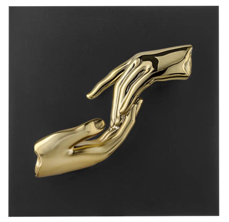 Quadro mani oro pannello nero - 15x15 cm - Bongelli